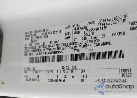 2016 Ford F-150 Xlt from USA, damaged, VIN 1FTEW1CF1GKF60358